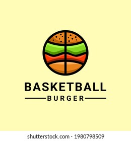 Simple Mascot Vector Logo Design of Combination Basketball and Burger