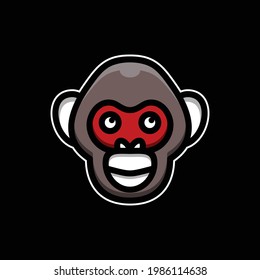 Simple Mascot Vector Logo Design of Face Monkey In Background black