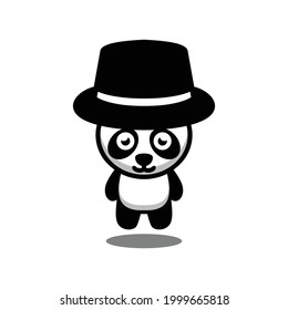 Simple Mascot Vector Logo Design of Panda wearing a hat