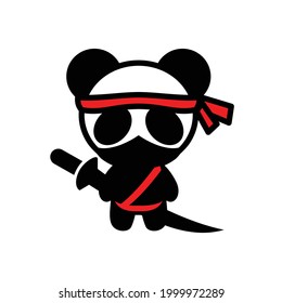 Simple Mascot Vector Logo Design of Ninja samurai panda
