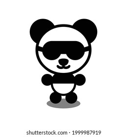 Simple Mascot Vector Logo Design of Panda wearing glasses