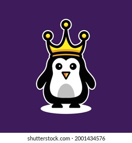 Simple Mascot Vector Logo Design Shaped King Penguin with a crown