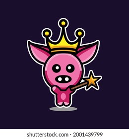 Simple Mascot Vector Logo Design Shaped King Pig with Crown