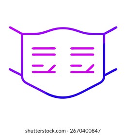 Simple mask icon representing community care and preventative measures in a modern gradient outline design.