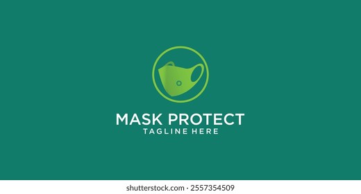 Simple mask protection logo design with modern style premium vector