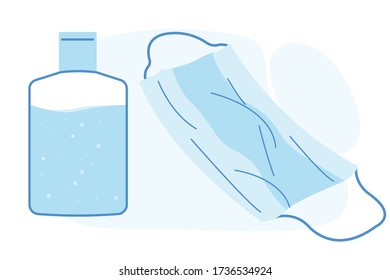 Simple mask sanitizer on white background vector illustration cartoon flat design 