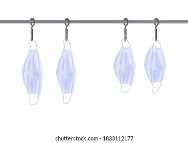 A simple masks hung on a clothesline vector isolated on white background