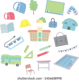 Simple material illustration of school