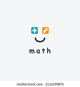 simple math education logo design. happy math logo. smile math logo