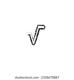 Simple math symbol for calculating such as root symbol with asphalt style