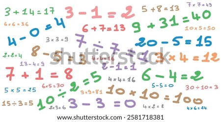 Simple Mathematical Equation Background. Numbers and equations.