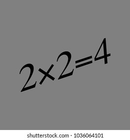 Simple mathematical equation. Vector. Black icon on medium gray background. Isolated.