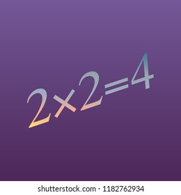 Simple mathematical equation. Vector. Evening gradient icon at violet background.