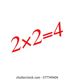 Simple mathematical equation. Vector. Red icon on white background. Isolated.