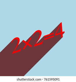 Simple mathematical equation. Vector. Red flat icon with infinte wine shadow to left down corner at sky background.