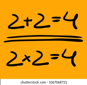 Simple mathematical equations. Basic maths. 