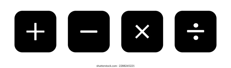 Einfache Sammlung von mathematischen Symbolen. Rechenzeichen. Mathe Vektorsymbol-Set. 