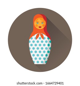 Simple matryoshka icono en un círculo en estilo retro.  Iconos de ilustración de vectores
