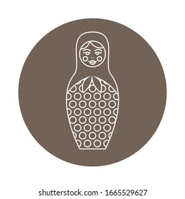 Simple matryoshka icon in a circle in retro style.  Vector illustration icons