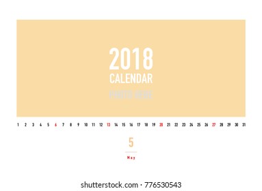 Simple May 2018 Photo calendar.