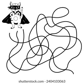Simple maze game for children with way for super hero