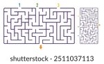 Simple Maze Puzzle for Kids with 3 Entrances and 1 Exit - Vector Illustration 