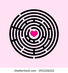 Simple maze template. Logic game for kids. Isolated circle labyrinth.  Find right way. Riddle vector illustration. 