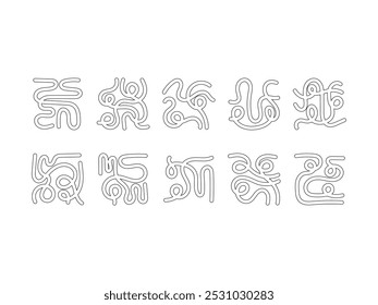 Simple Maze Vector Line Set 