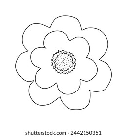 Flor simple del prado, ilustración plana del contorno del vector del estilo del doodle para el libro de colorear de los niños