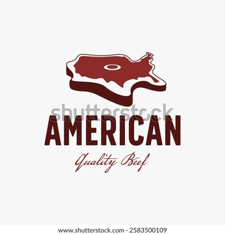 Simple Meat beef with United States of America map logo icon vector template on white background
