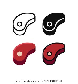 simple meat icon design in line, solid, flat and filled lined style for food and drink icon, website, app and ui design. vector slice of steak beef illustration in colorful style in white background.