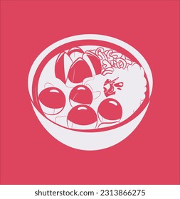 Simple meatball bowl icon illustration design