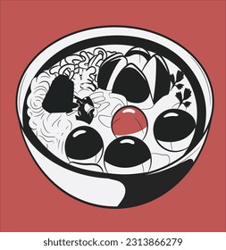 Simple meatball bowl icon illustration design