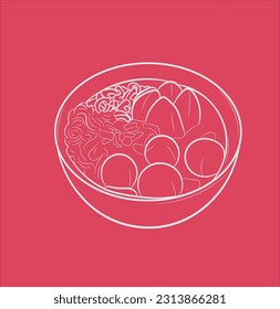 Simple meatball bowl icon illustration design