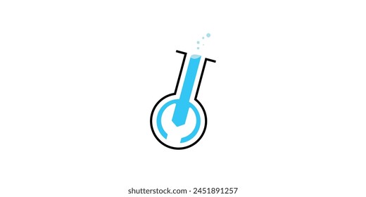 Simple mechanic laboratory logo design with modern concept| premium vector