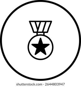 Simple Medal Icon Design with Star Symbol in a Circle Emblem Presentation