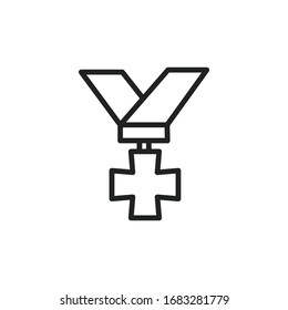Icono simple de la línea de medallas. Pictograma de trazo. Ilustración vectorial aislada en un fondo blanco. Símbolo de calidad superior. Signo de vector para aplicaciones móviles y sitios web.