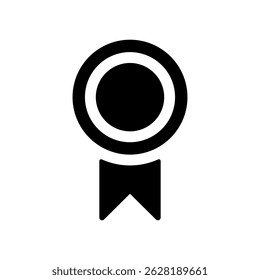 Einfache Medaille, Vektorsymbol-Illustration in schwarzer Farbe.