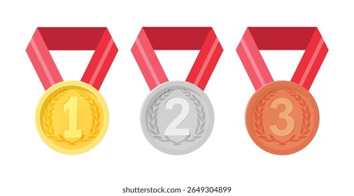 Simple medals with red ribbon illustration