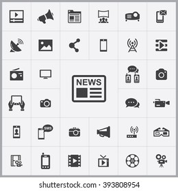 Simple media icons set. Universal media icon to use for web and mobile UI, set of basic media elements 