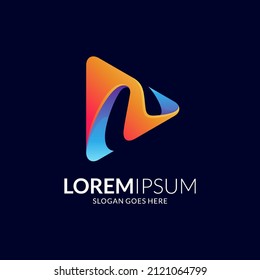 simple media play logo design with abstract shape