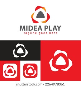Logo de Simple Media Play. Ilustración vectorial.Estilo de icono mínimo. Color blanco y negro.Único, elegante y moderno.