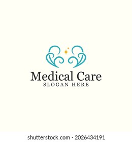 simple medical care logo vector design illustration. luxury medical care logo business template isolated on white background. 