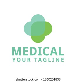 Simple Medical Cross and Health Pharmacy Logo Vector Template