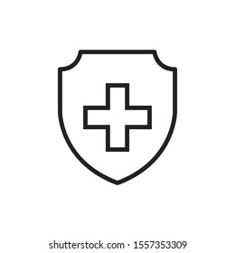 Simple medical cross line icon. Stroke pictogram. Vector illustration isolated on a white background. Premium quality symbol. Vector sign for mobile app and web sites.