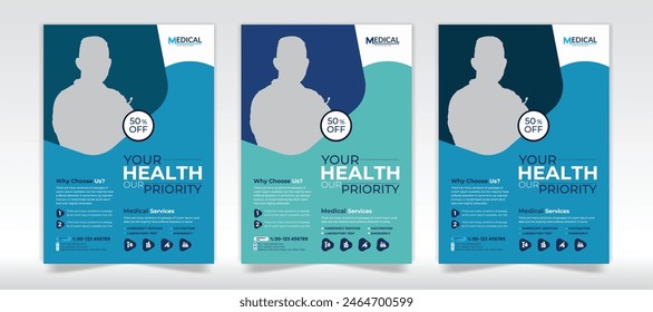 Simple medical flyer with background blue and green