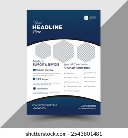 Simple medical flyer design with blue color