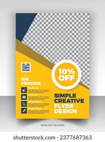 Simple medical flyer design vector art with editable fonts and decor nice color combination orange yellow black blue navy