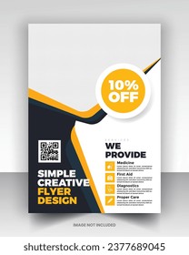 Simple medical flyer design vector art with editable fonts and decor nice color combination orange yellow black blue navy
