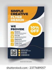 Simple medical flyer design vector art with editable fonts and decor nice color combination orange yellow black blue navy